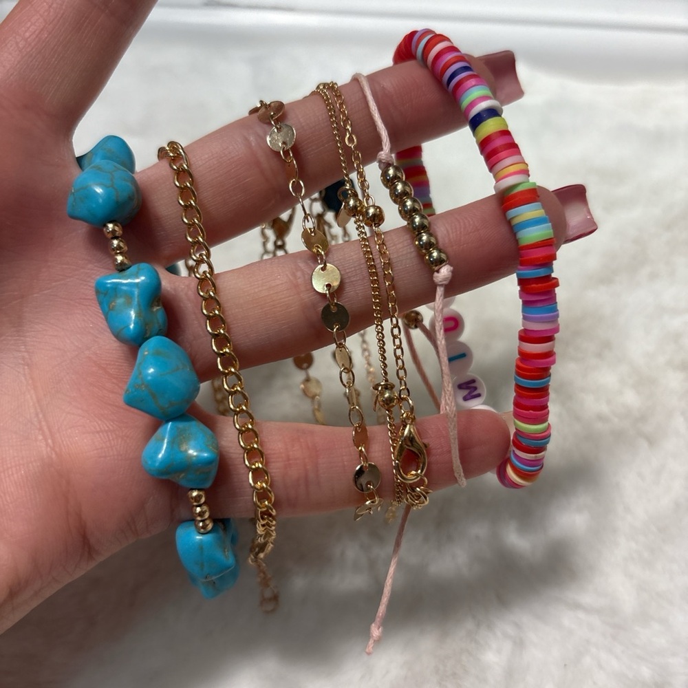 Gold and Turquoise Bracelet Set